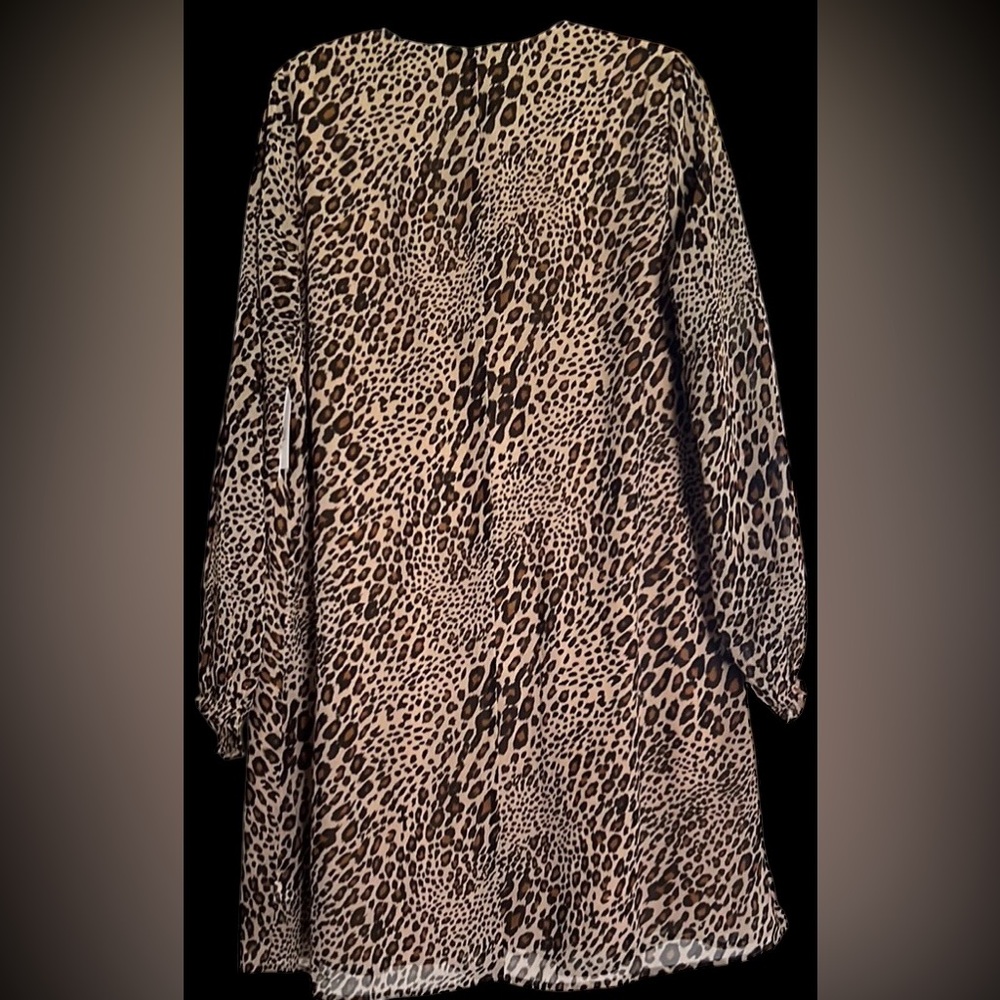 TIME and TRU Black/Brown/Tan Animal Print Peasant Dress, Size LG(12-14), NWT. - Picture 8 of 9